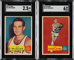 1957-1958 Topps Basketball #16 Dick McGuire Rookie and #52 Art Spoelstra SGC-Graded Pair