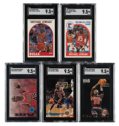 1989 to 1996 Topps, NBA Hoops, and Skybox Basketball Michael Jordan SGC MINT+ 9.5 Collection (5)