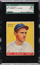 1933 R319 Goudey #71 Robert J. Burke SGC VG/EX 50