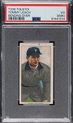 1909-1911 T206 White Border Tommy Leach Bending Over PSA VG 3 (MK) - Tolstoi Back