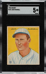 1933 R319 Goudey #123 Jack Russell SGC EX 5
