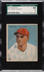 1933 R319 Goudey #111 Monte Weaver SGC EX 60