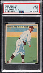 1933 R319 Goudey #205 Heinie Meine PSA GOOD 2