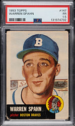 1953 Topps #147 Warren Spahn PSA FAIR 1.5