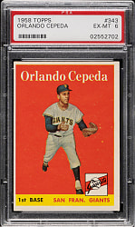 1958 Topps #343 Orlando Cepeda Rookie PSA EX-MT 6