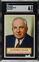 1956 Topps #2 Warren Giles Gray Back SGC EX/NM 6