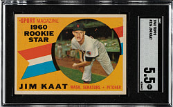 1960 Topps #136 Jim Kaat Rookie SGC EX+ 5.5