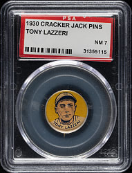 1930 PR4 Cracker Jack Pins Tony Lazzeri PSA NM 7