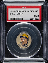 1930 PR4 Cracker Jack Pins Bill Terry PSA NM 7