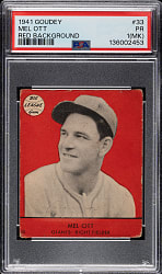 1941 R324 Goudey #33 Mel Ott PSA POOR 1 (MK) - Red Background