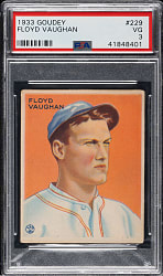 1933 R319 Goudey #229 Floyd "Arky" Vaughan PSA VG 3
