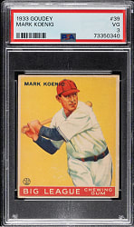 1933 R319 Goudey #39 Mark Koenig PSA VG 3