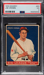 1933 R319 Goudey #63 Joe Cronin PSA VG 3