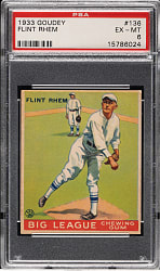 1933 R319 Goudey #136 Flint Rhem PSA EX-MT 6