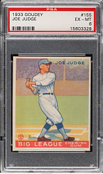 1933 R319 Goudey #155 Joe Judge PSA EX-MT 6