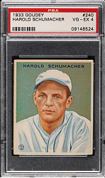 1933 R319 Goudey #240 Harold Schumacher PSA VG-EX 4