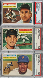 1956 Topps PSA NM 7 Trio: West Westrum, Hank Thompson, and Johnny Antonelli