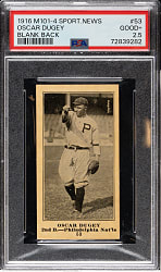 1916 M101-4 Sporting News #53 Oscar Dugey PSA GOOD+ 2.5
