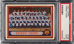 1957 Topps #198 Detroit Tigers Team PSA MINT 9
