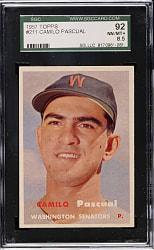1957 Topps #211 Camilo Pascual SGC NM/MT+ 92