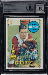Signed 1969 Topps #95 Johnny Bench Beckett GEM MINT 10