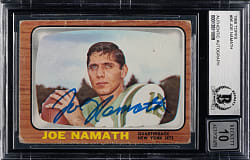 Signed 1966 Topps Football #96 Joe Namath Beckett GEM MINT 10