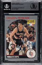 Signed 1990-1991 Hoops Basketball #248 Drazen Petrovic Rookie - Beckett