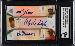 2012 Topps Triple Threads Triple Autographed Relic #TTARC-6 George Bell/Andy Van Slyke/Ken Griffey Sr. #4/18 SGC MINT 9