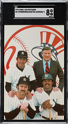 1979-1983 Coral-Lee Postcards #5 George Steinbrenner/Billy Martin/Reggie Jackson/Thurmon Munson SGC NM/MT 8