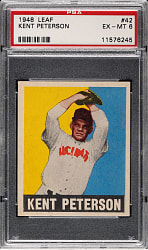 1948-1949 Leaf #42 Kent Peterson Black Cap PSA EX-MT 6