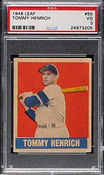 1948-1949 Leaf #55 Tommy Henrich Short Print PSA VG 3