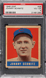 1948-1949 Leaf #48 Johnny Schmitz Short Print PSA VG-EX 4