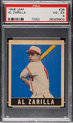 1948-1949 Leaf #36 Al Zarilla Short Short Print PSA VG-EX 4