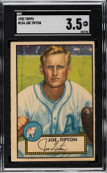 1952 Topps #134 Joe Tipton SGC VG+ 3.5 - "Canadian" Gray Back