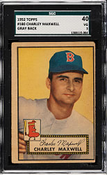 1952 Topps #180 Charley Maxwell SGC VG 40 - "Canadian" Gray Back