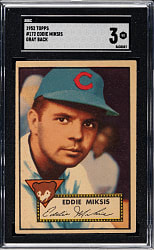 1952 Topps #172 Eddie Miksis SGC VG 3 - "Canadian" Gray Back