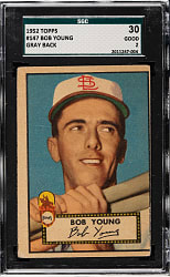 1952 Topps #147 Bob Young SGC GOOD 30 - "Canadian" Gray Back