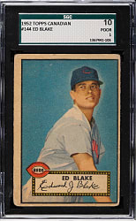 1952 Topps #144 Ed Blake SGC POOR 10 - "Canadian" Gray Back