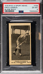 1916 M101-4 Sporting News #106 Fred Luderus PSA EX-MT 6