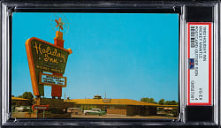 1959 Mickey Mantle's Holiday Inn Postcard Outside Sign PSA VG-EX 4