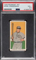 1909-1911 T206 White Border Heinie Zimmerman PSA VG+ 3.5