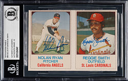 Signed 1975 Hostess Panel #58/59 Nolan Ryan/Reggie Smith Beckett GEM MINT 10