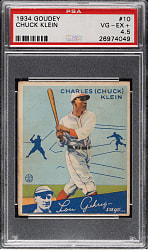 1934 R320 Goudey #10 Chuck Klein PSA VG-EX+ 4.5