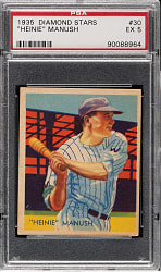 1934-1936 R327 Diamond Stars #30 Heinie Manush "W" on Sleeve (1935 Green Back) PSA EX 5