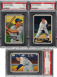 1951 Bowman PSA-Graded Trio: Mickey Vernon, Virgil Trucks, and Bill Pierce