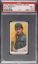 1909-1911 T206 White Border Bill Bradley with Bat PSA EX+ 5.5