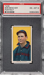1909-1911 T206 White Border Bob Bescher Portrait PSA EX-MT 6
