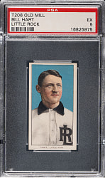 1909-1911 T206 White Border Bill Hart Southern Leaguer PSA EX 5 - Old Mill Back