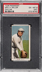 1909-1911 T206 White Border Molly Miller Southern Leaguer PSA EX-MT 6 (OC)