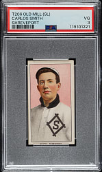 1909-1911 T206 White Border Carlos Smith Southern Leaguer PSA VG 3 - Old Mill Back